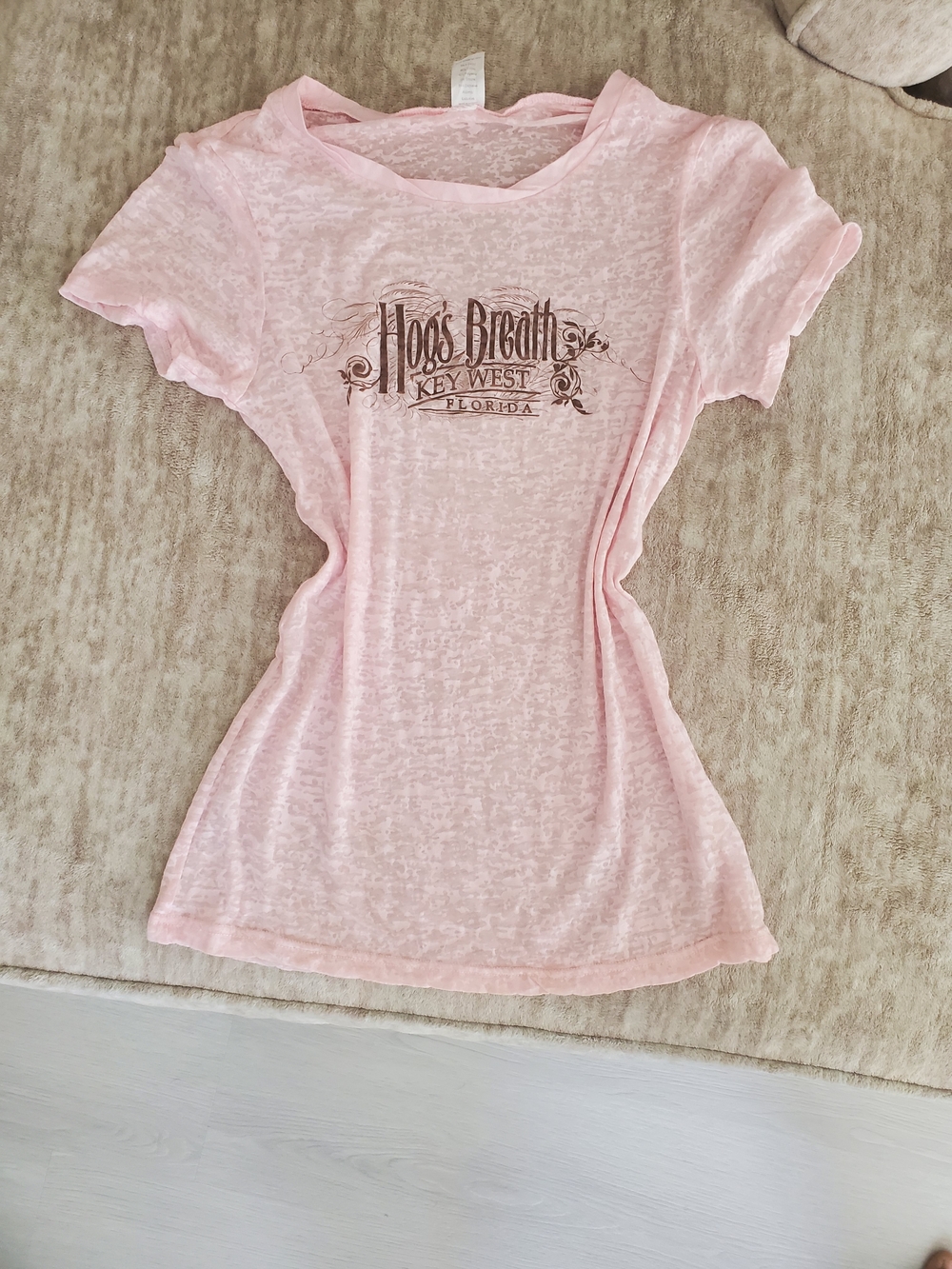 Yesterdays Women's Pink Short Sleeve Sheer Tee